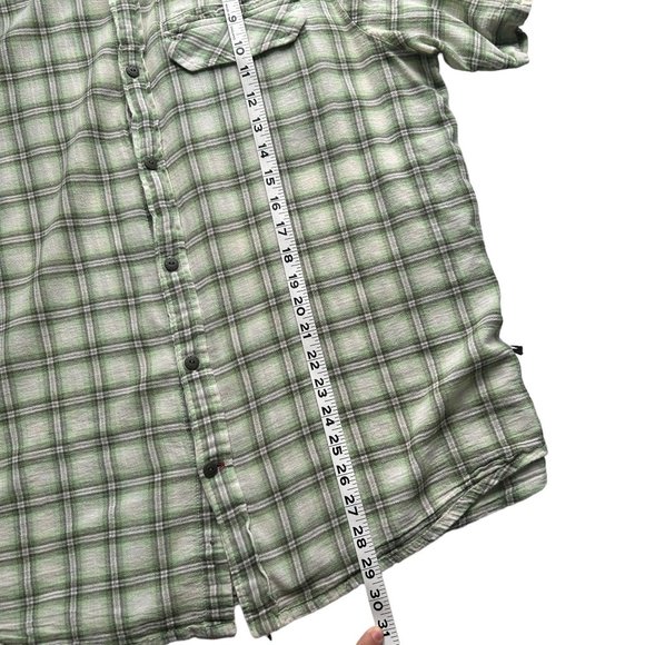 North Face Mens XL Green Plaid Check 100% Cotton Short Sleeve Button Up Shirt - Picture 11 of 11